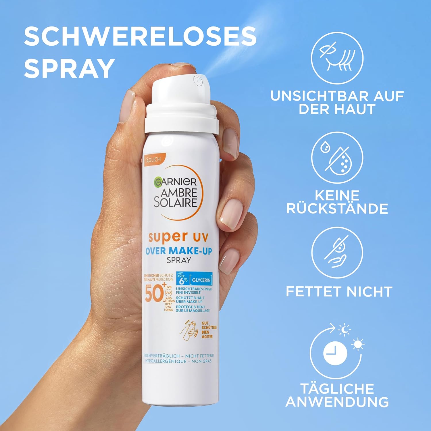 Garnier Ambre Solaire Sonnen-Spray LSF 50+ Gesicht mit Hyaluronsaeure 75ml