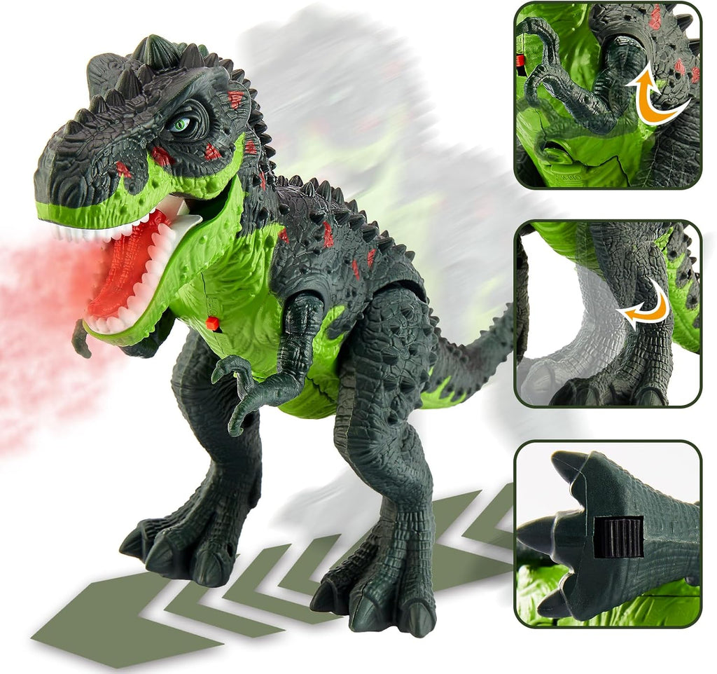 Dinosaurier Spielzeug T-Rex mit Licht, Sound, Spray & Gehen fuer Kinder ab 3