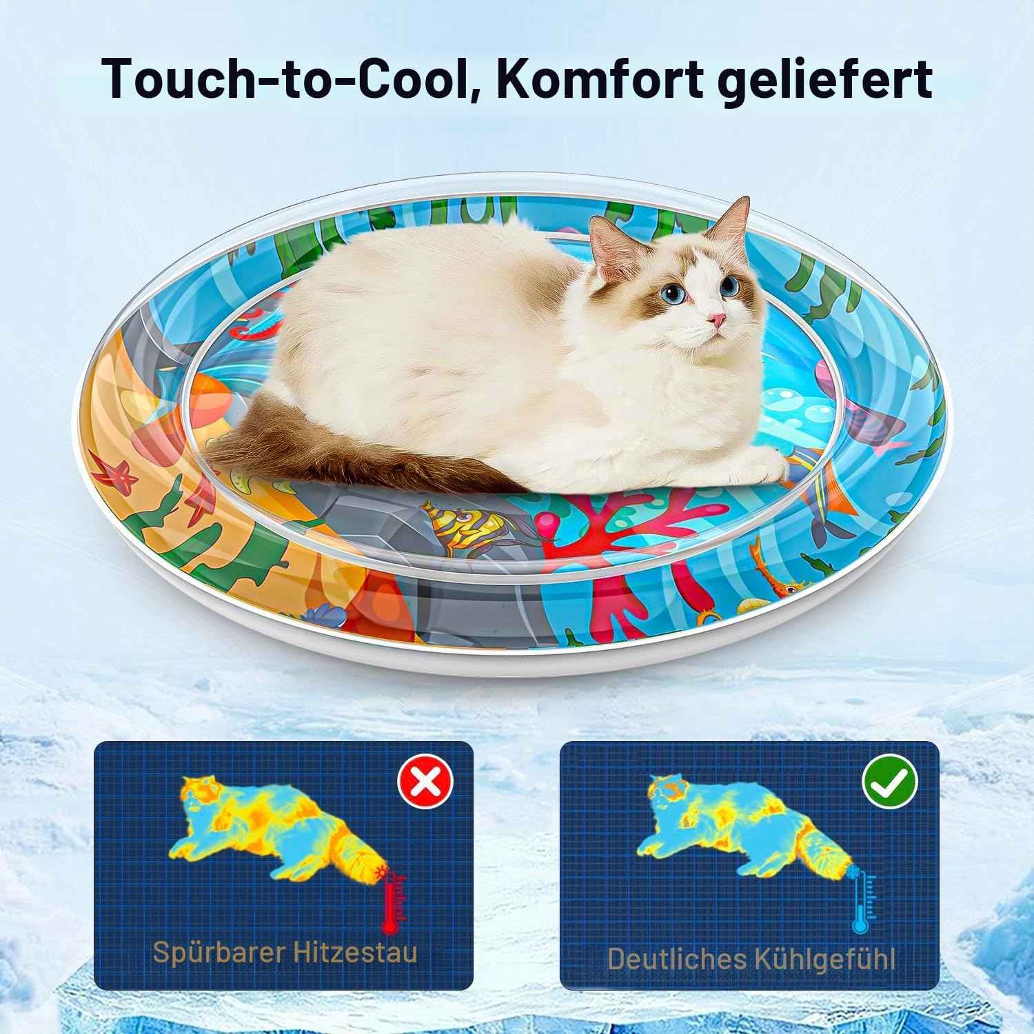 LED Katzen Wassermatte 1 mm Anti-Kratzer Leckage-Sensor Spielpad Kuehlung