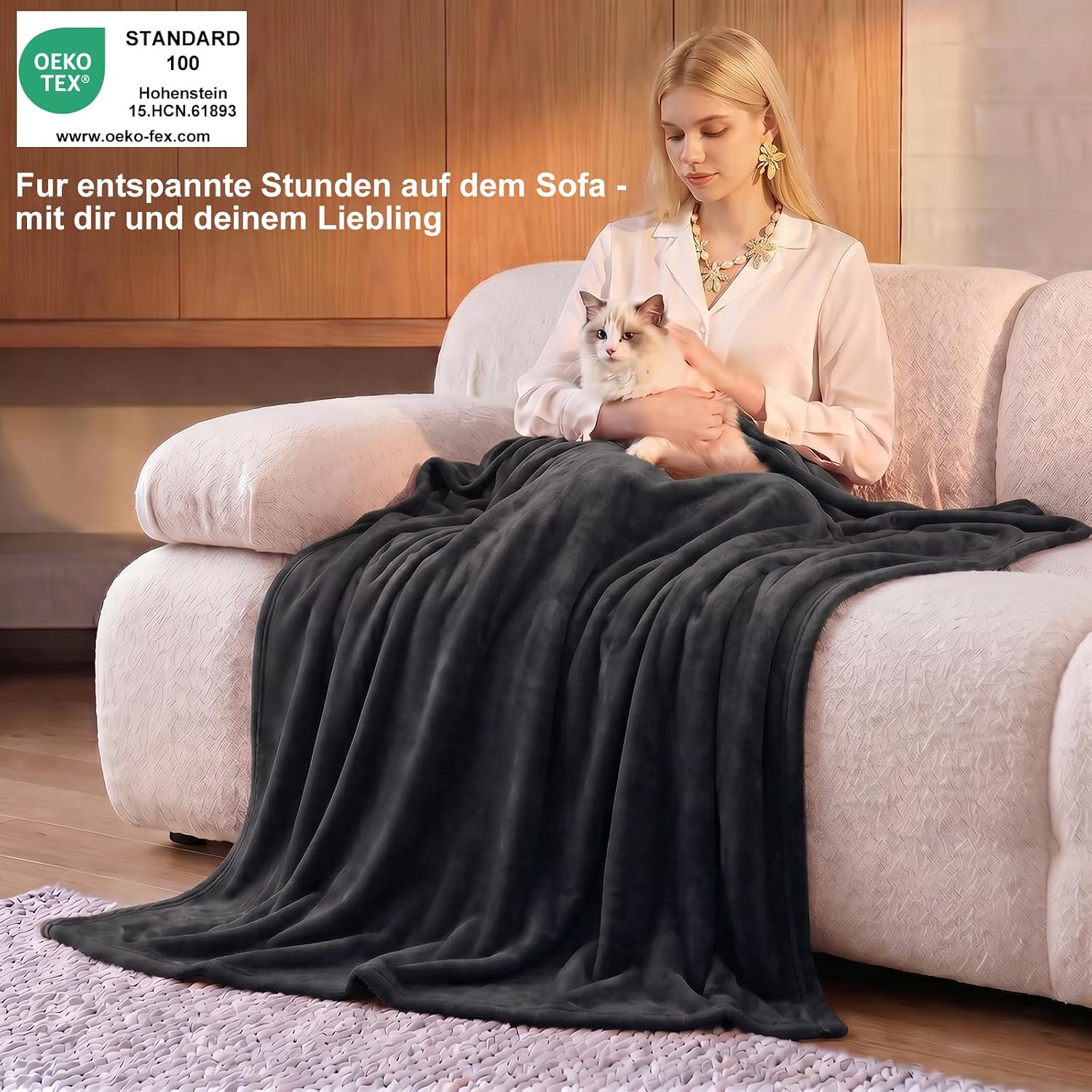 WAVVE Fleecedecke Grau 150x200 cm XL flauschig 150cm-240cm