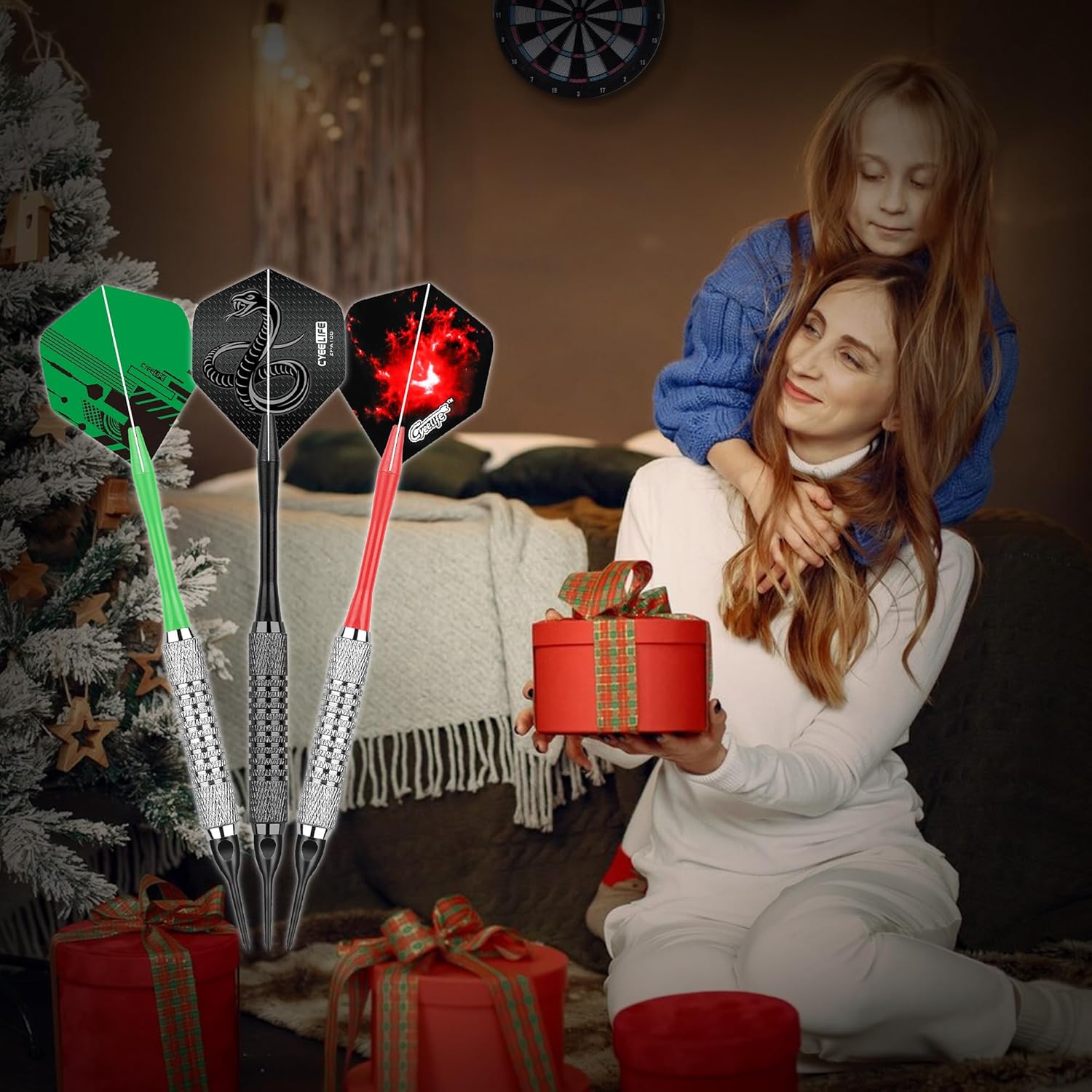 Cyeelife Softdart Pfeile 18 Stueck Kunststoffspitze Set Profi Softdarts