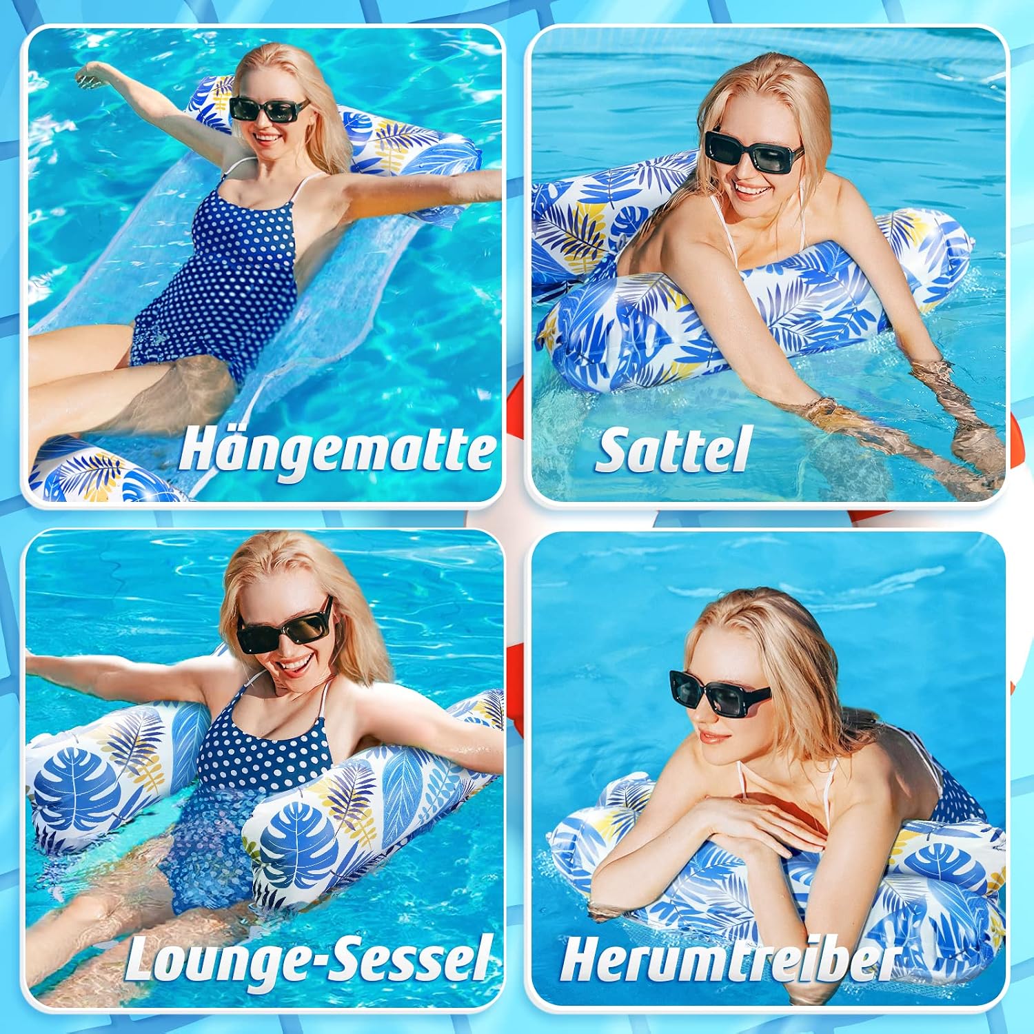 Amteker Luftmatratze Wasserhaengematte XL 4-in-1 Aufblasbar Pool Zubehoer