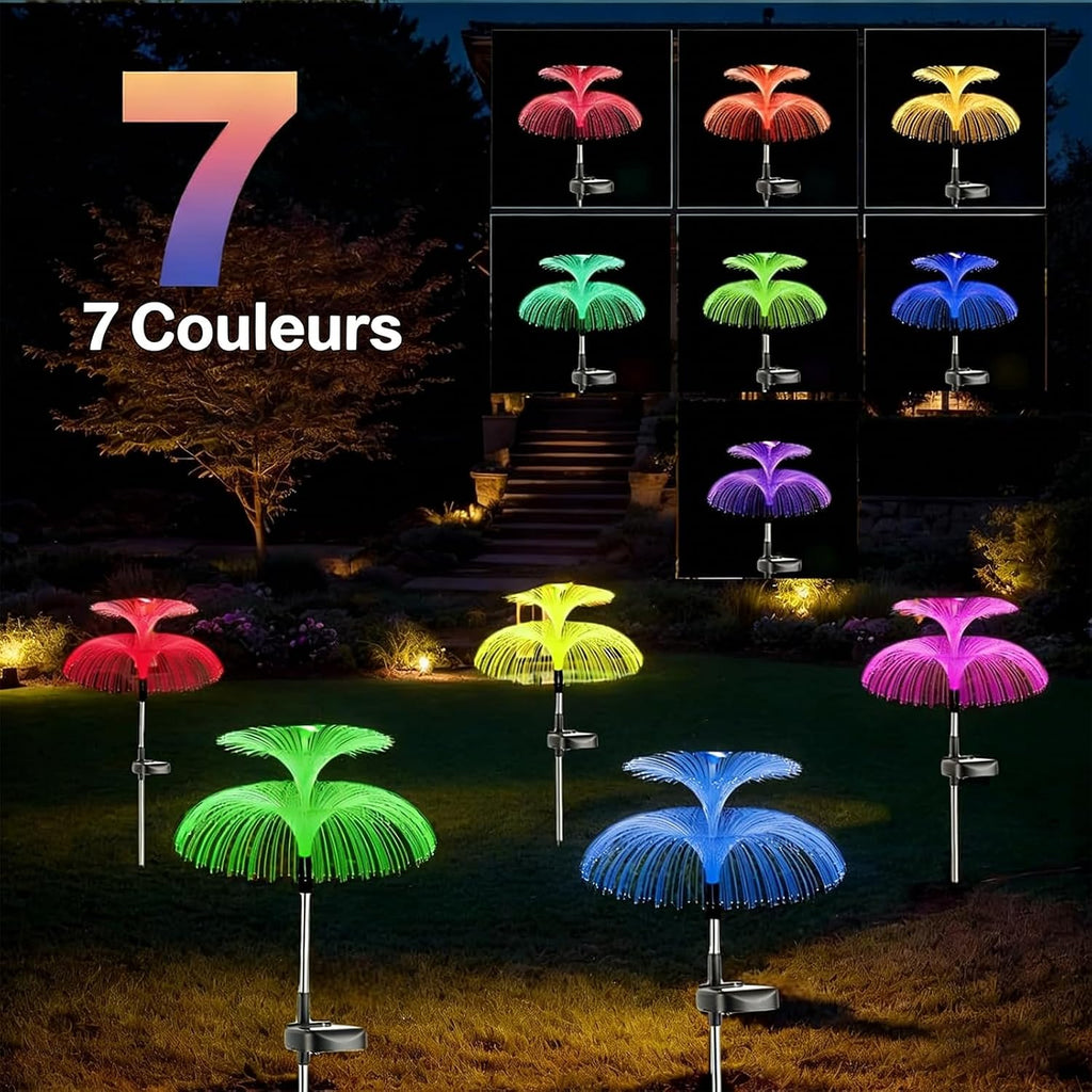 Hqynss Solar-Qualle 3er-Set mehrfarbig LED Solarlampen IP65 fuer Garten