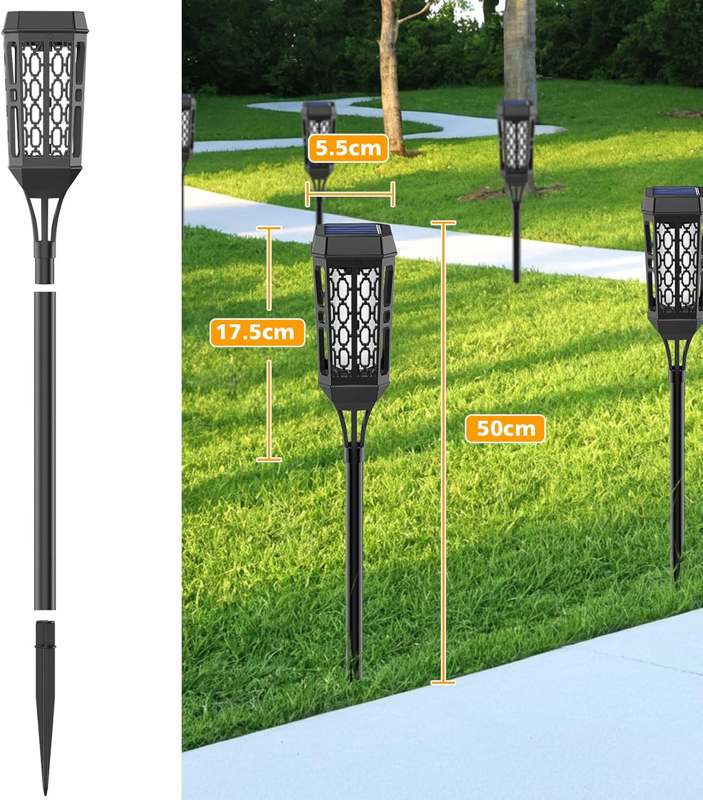 Solarlampen Aussen mit realistischem Flammeneffekt 4er Set IP65 wasserdicht