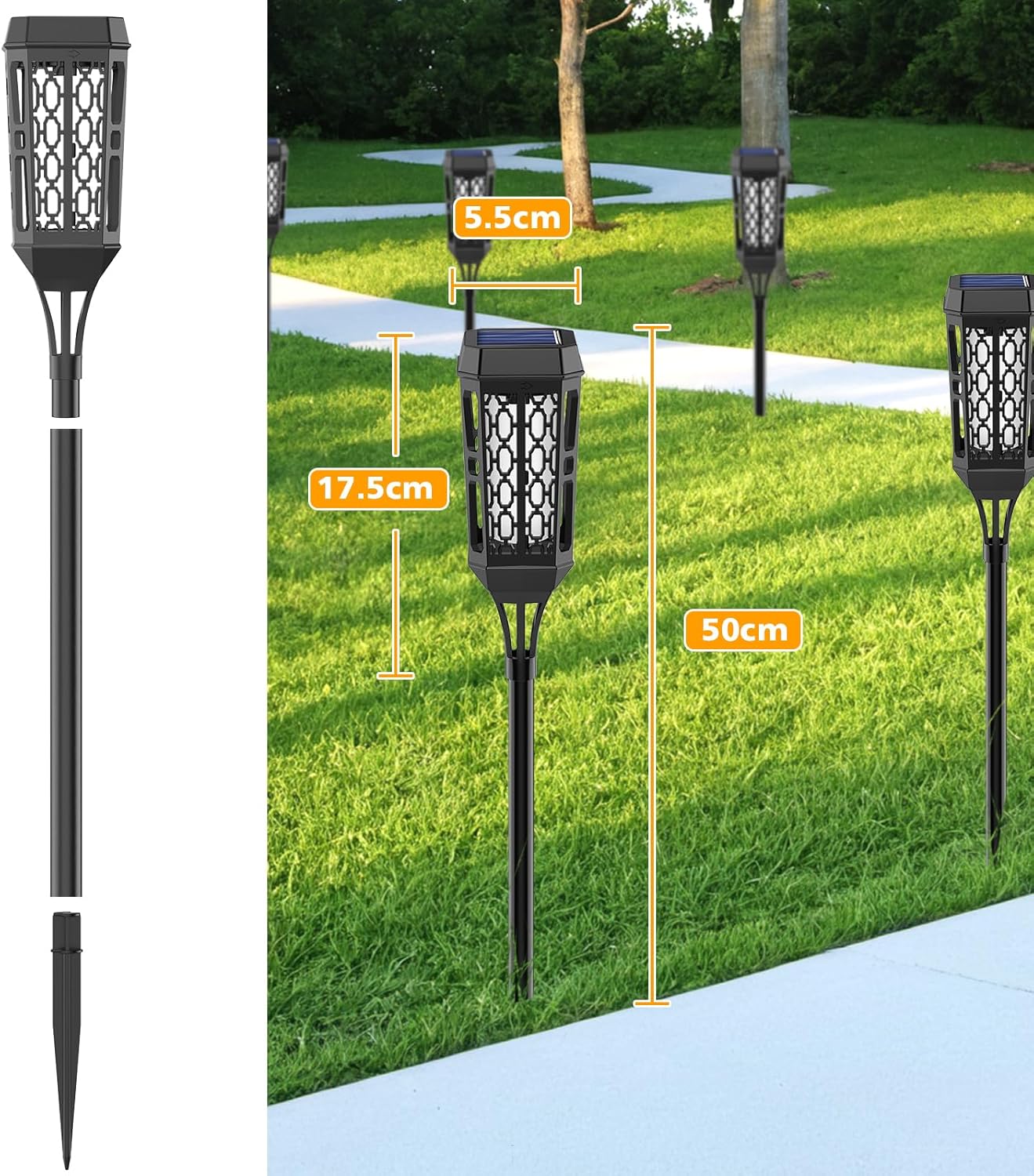 Solarlampen Aussen mit realistischem Flammeneffekt 4er Set IP65 wasserdicht