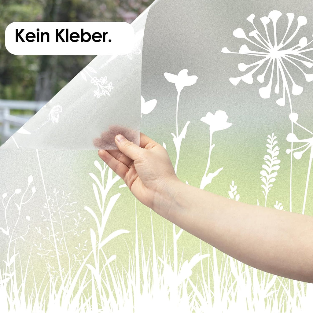 dktie Sichtschutzfolie Fenster Milchglasfolie botanisches Muster 90x200 cm