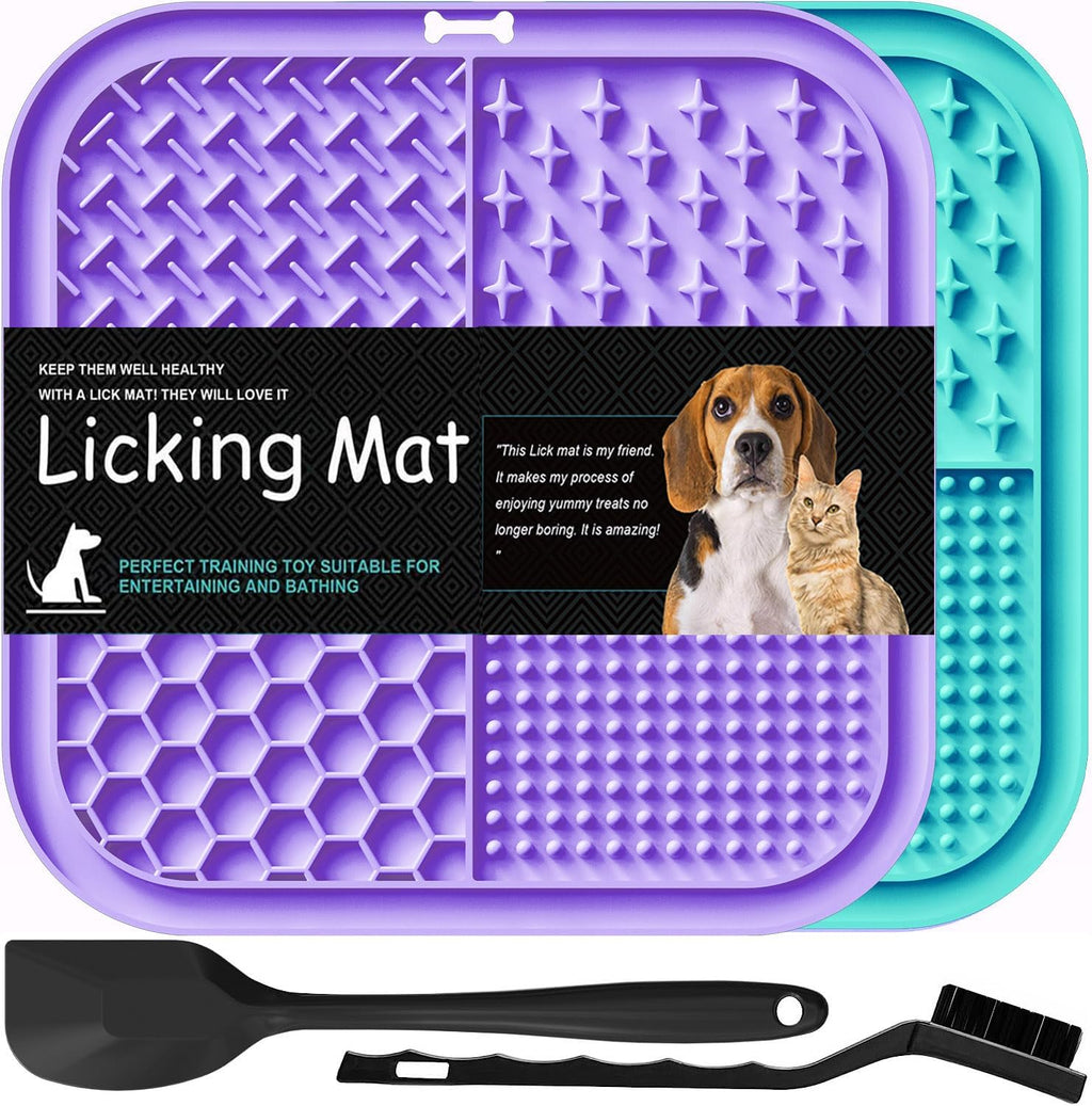 Lesipee Leckmatte Hund 2er Set mit Silikonspatel und Buerste, BPA-frei