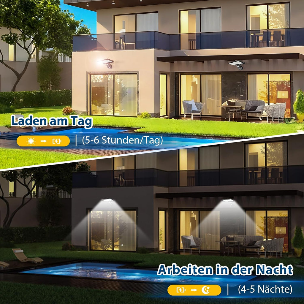 JESLED Solar Wandleuchte Aussen 90 LED mit Bewegungsmelder 4 Modi, 2 Stueck