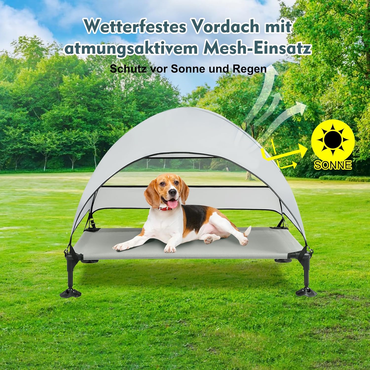 Snagle Paw Hundeliege mit Dach erhoehtes Design wasserdicht fuer grosse Hunde