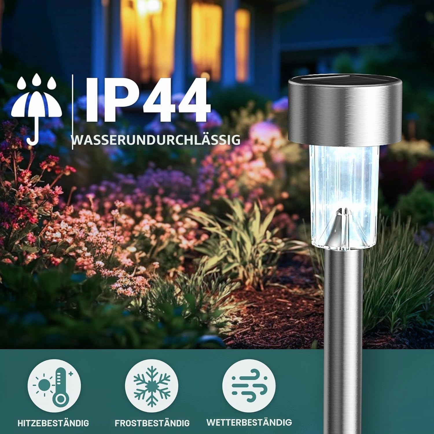 GIGALUMI 12er Solarleuchten Aussen warmweiss wasserdicht Garten Terrasse Weg
