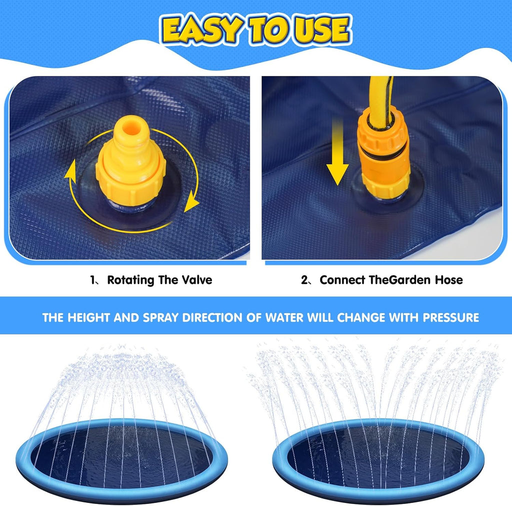 Wassersprinkler Splash Pad 200 cm rund mit Antirutsch Kinder Gartenspielzeug