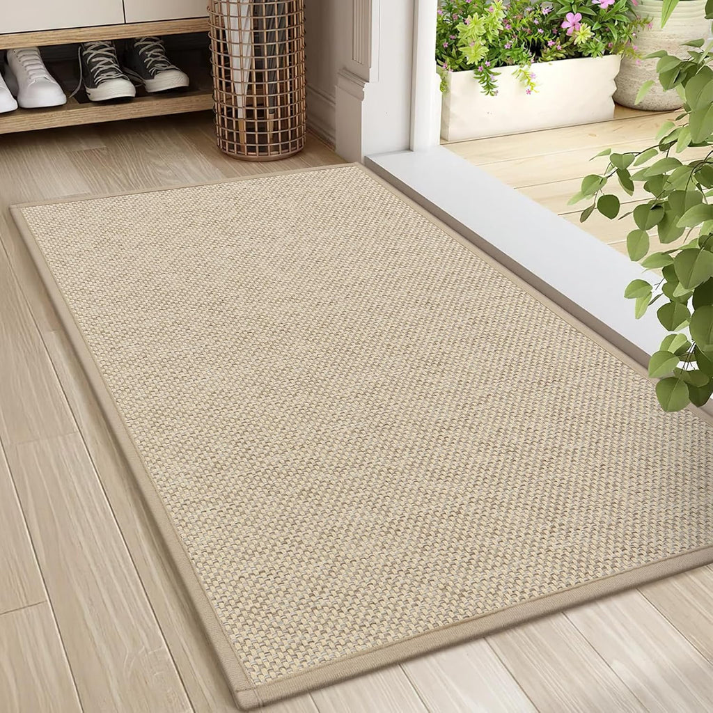 LEKEEPGO Fussmatte 43x75 cm rutschfest waschbar Saugstark Duenn Khaki 75cm-150cm