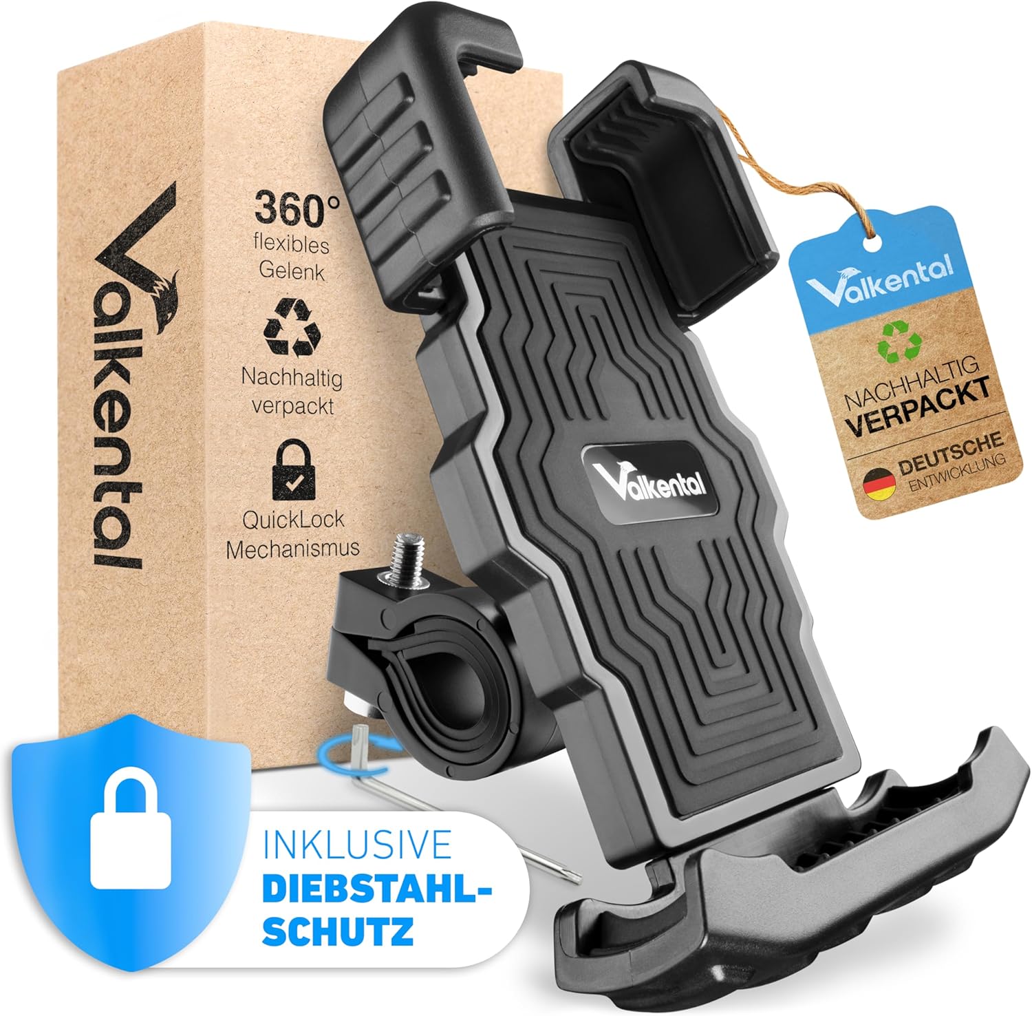 Handyhalterung Fahrrad 360° Drehbar Klicksystem Universal fuer Smartphone