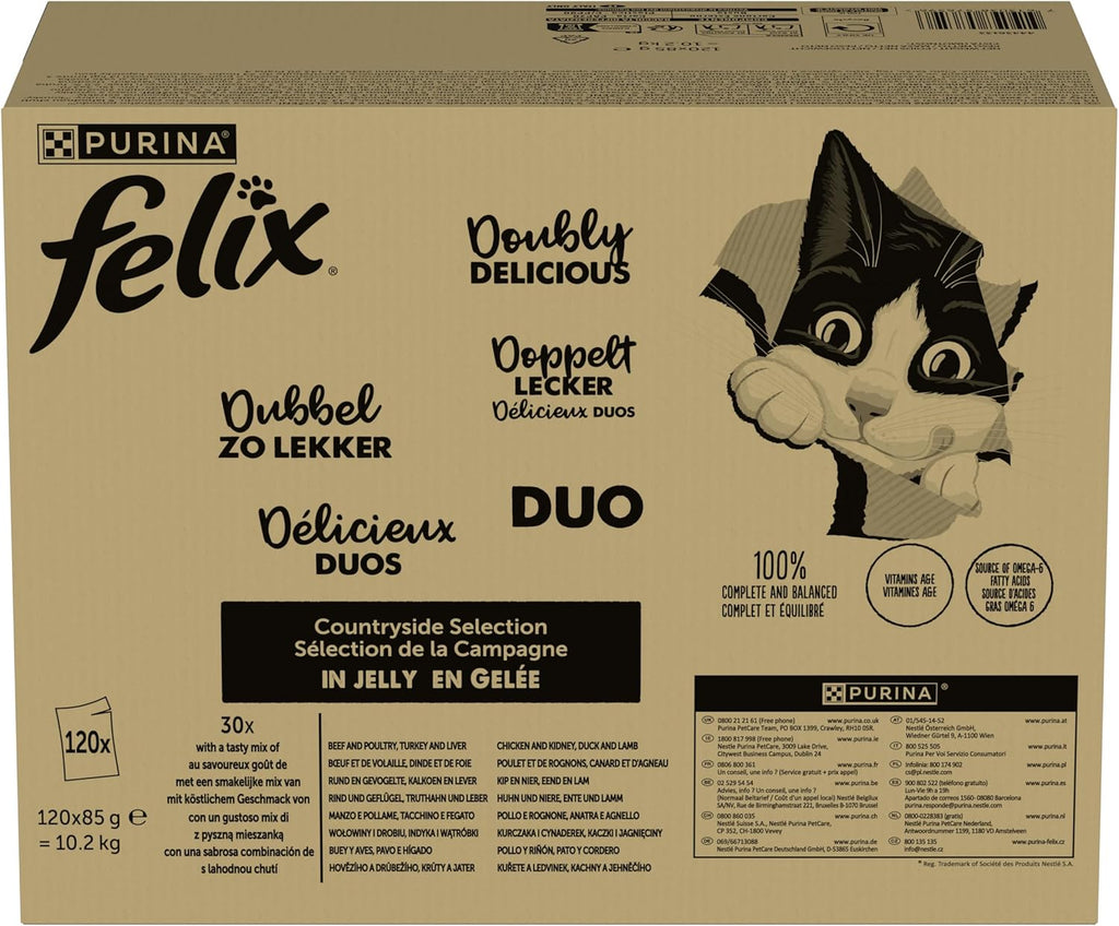 Felix So gut wie es aussieht Doppelt Lecker Katzenfutter nass in Gelee, Sorten-M