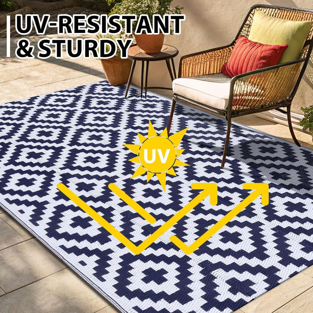 smiry Outdoor Teppich Balkon 120 x 180 cm wasserfest UV-bestaendig 180cm-360cm