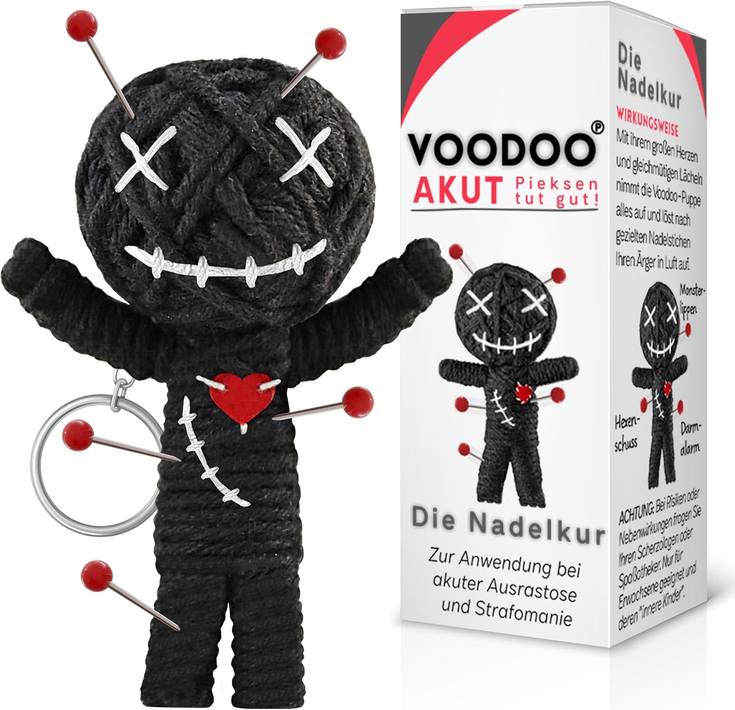 Voodoo Puppe 7,5 cm mit Nadeln Scherzartikel Anti Stress Geschenk Buero
