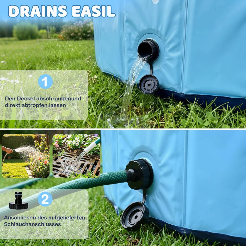 Hundepool faltbar 100x30 cm PVC mit Ablaufloch rutschfest blau fuer Hunde