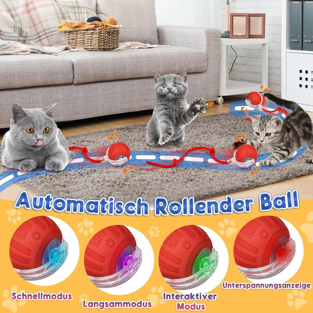Elektrischer Katzenball LED mit Sound interaktives Katzenspielzeug