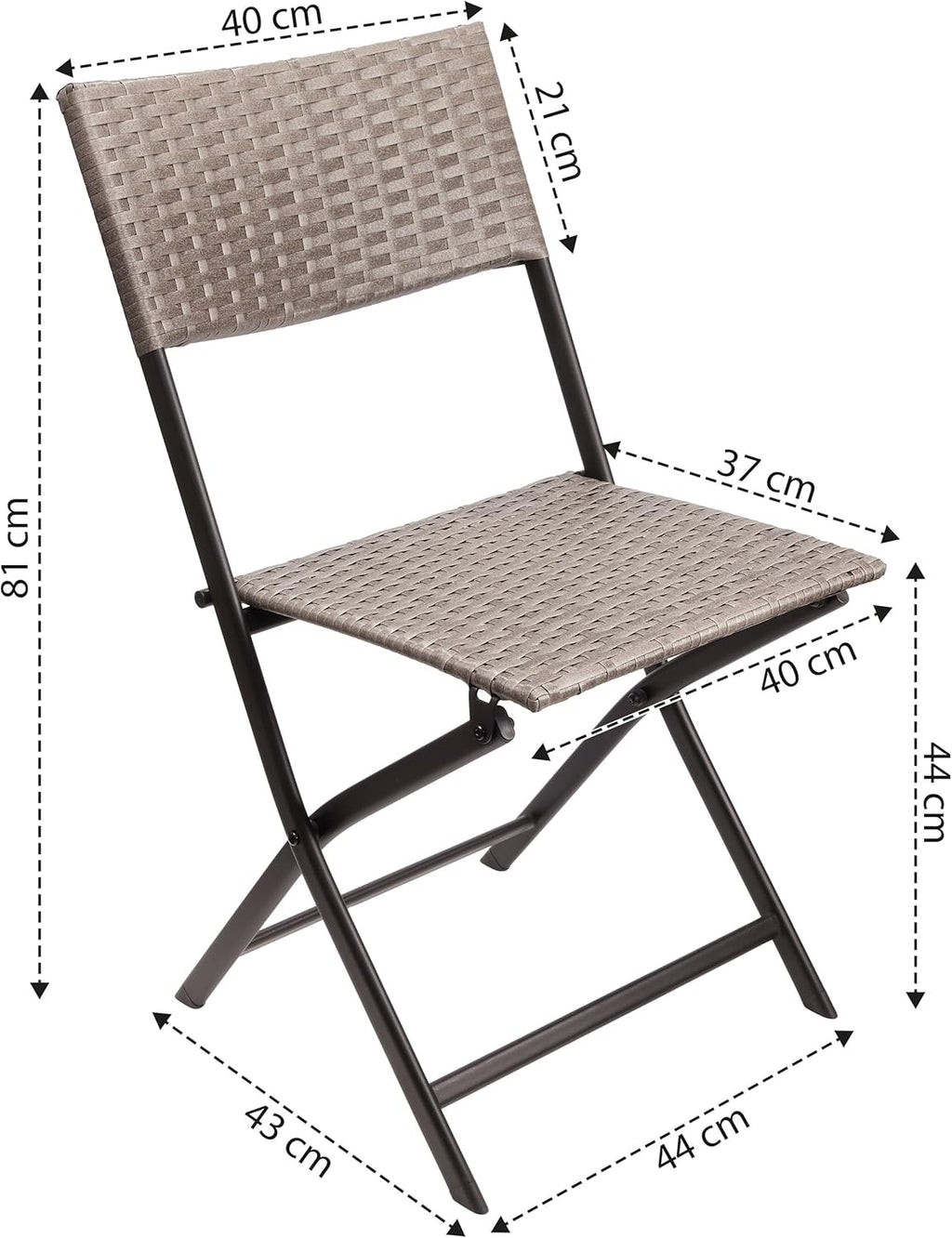 Brubaker Gartenstuhl 2er Set Toskana Klappstuhl Polyrattan Grau-Braun