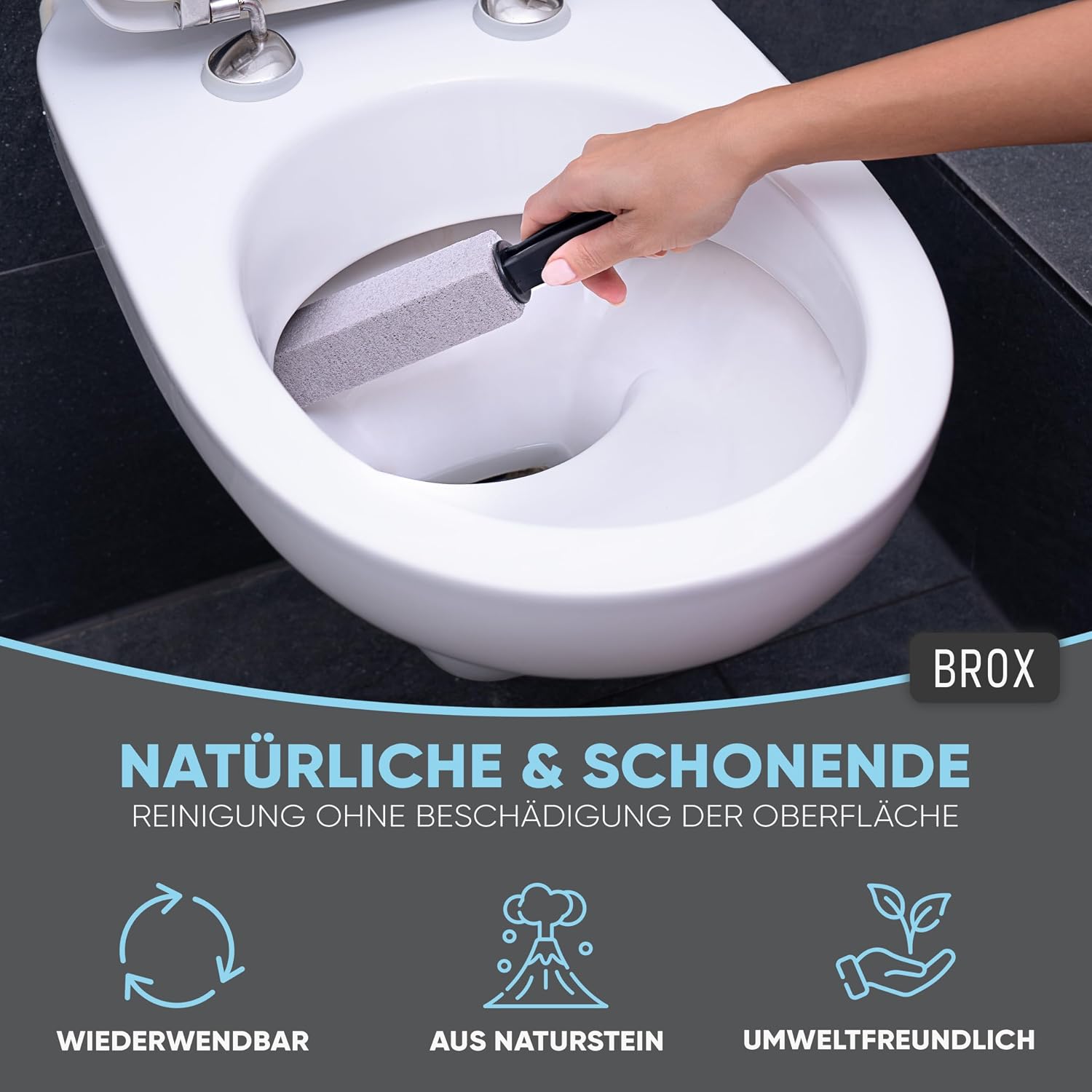 Bimsstein WC 3 Stueck Set - Urinstein und Kalkentferner fuer Toilette