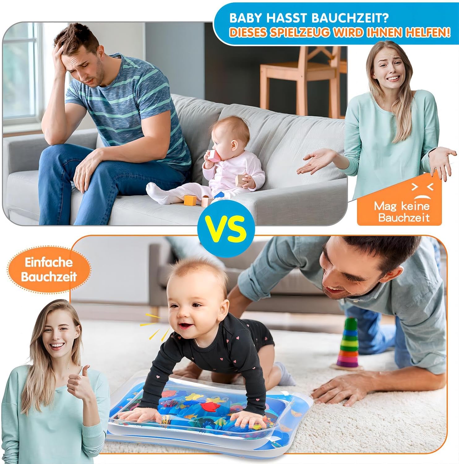 Infinno Baby Wasserspielmatte Ozean Motiv fuer 3-9 Monate blau