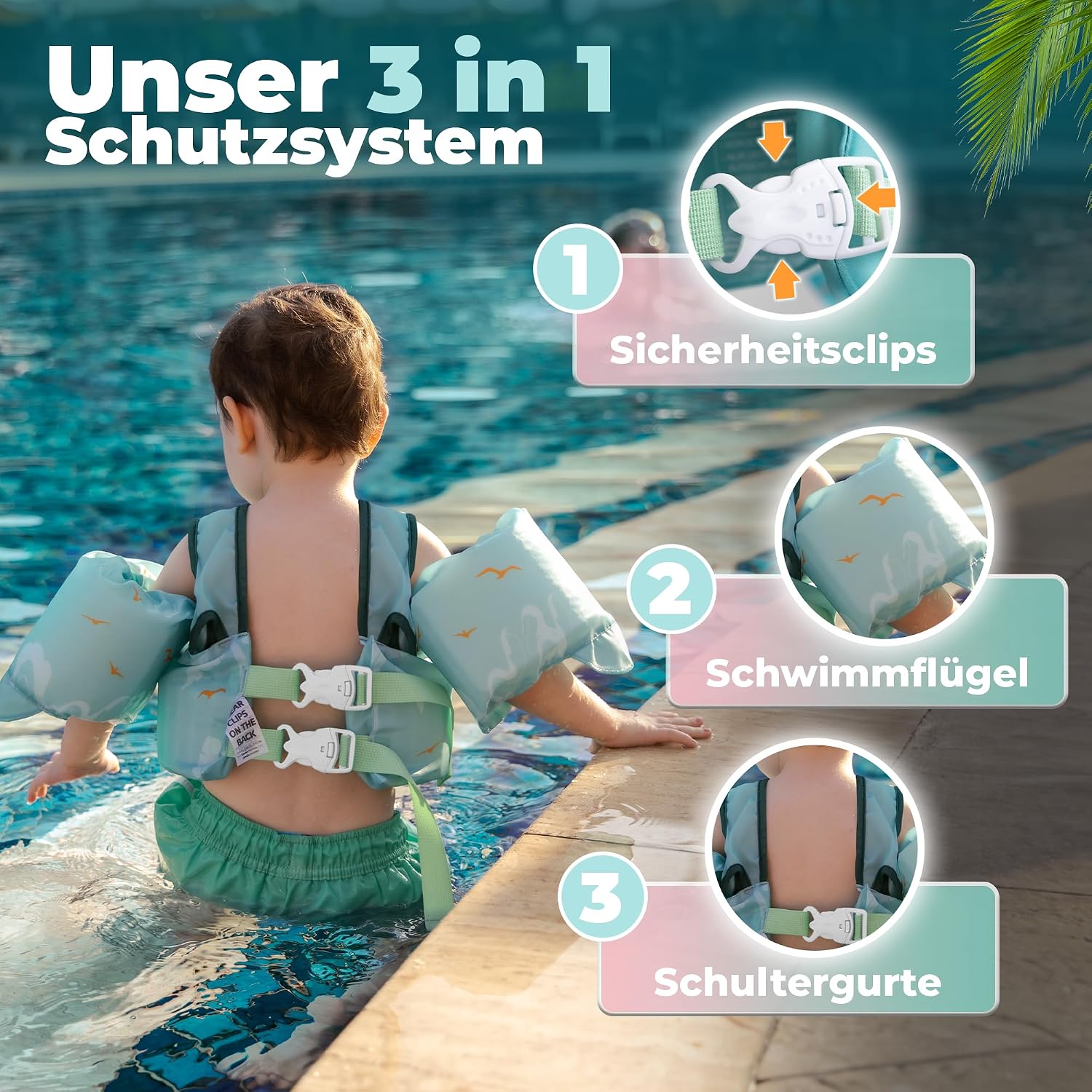 KIDVERSE Schwimmweste Kinder 3-6 Jahre bis Schwimmhilfe mit Aermel