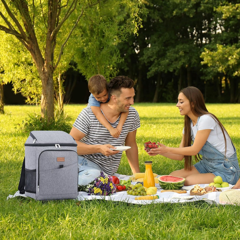Lifewit Kuehltasche / 34 Dosen, isoliert, auslaufsicher, grau