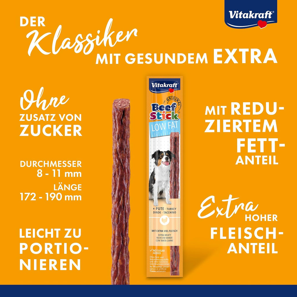 Vitakraft Beef Stick Low Fat Pute Hundeleckerli 50×12 g Training