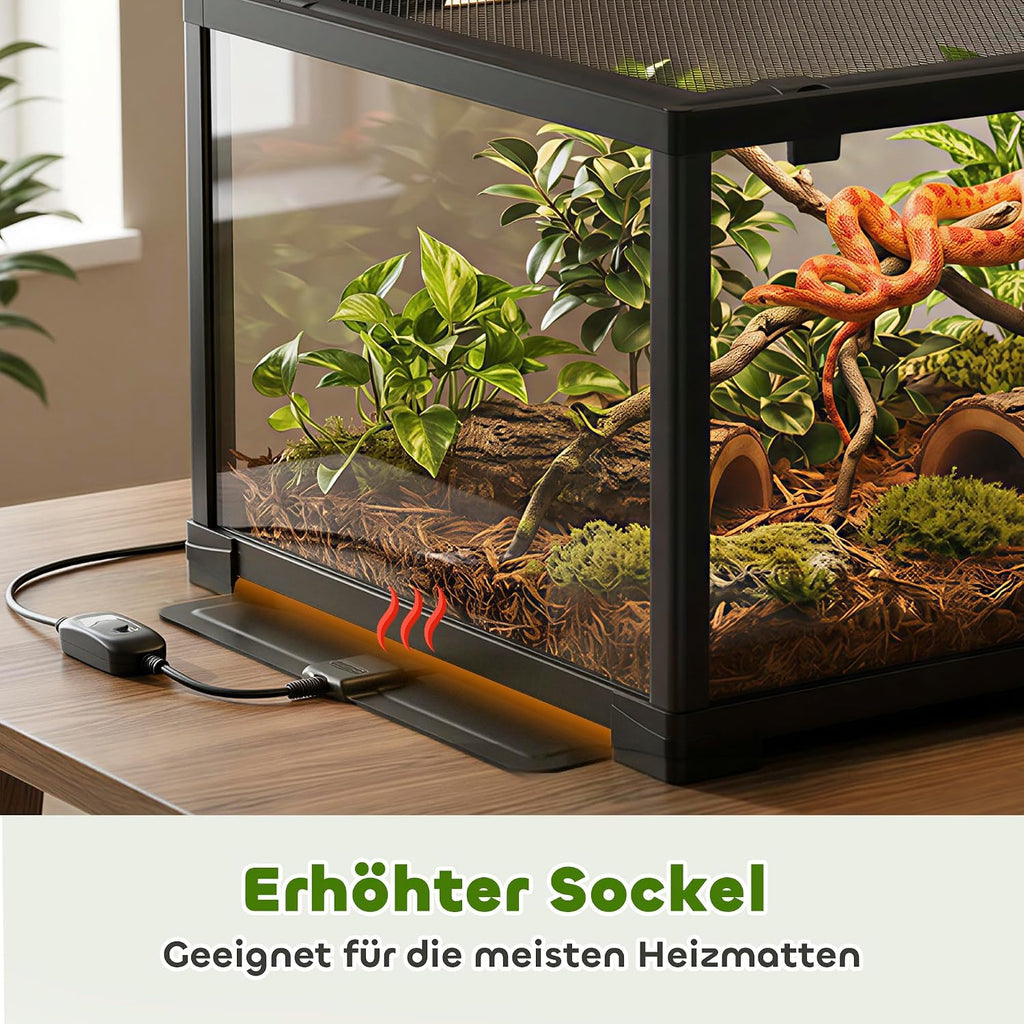 Pawhut Reptilien Terrarium Glasterrarium 60x45x32 cm schwarz ausbruchsicher