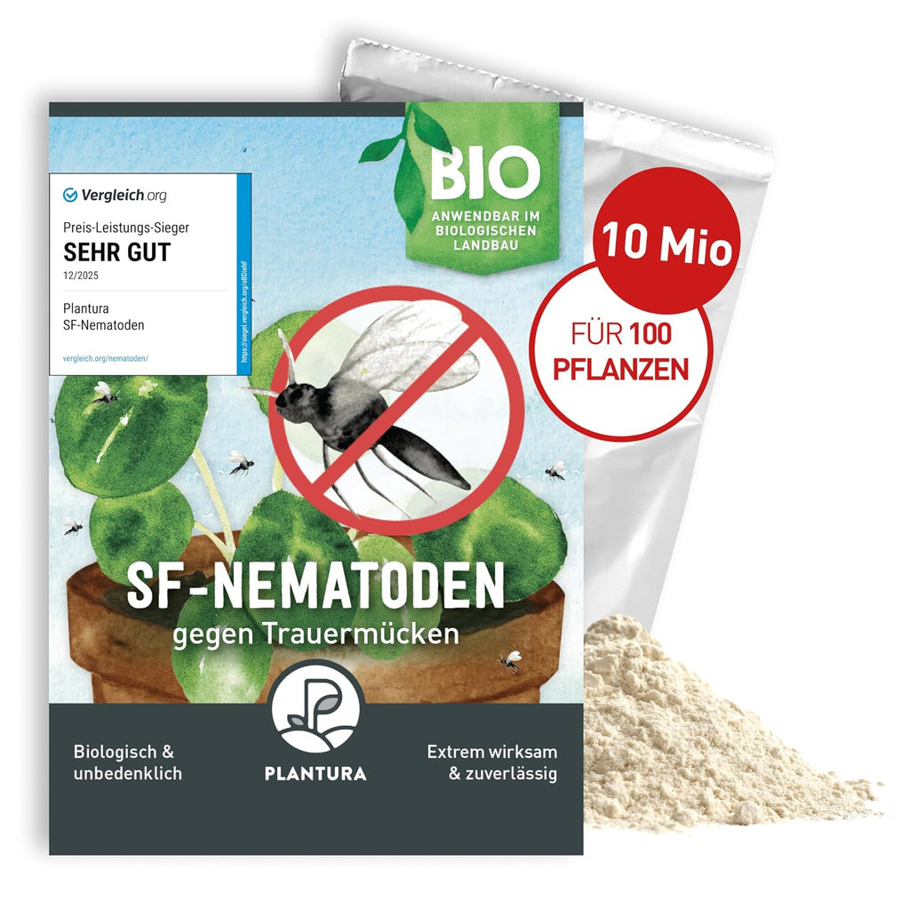 Plantura Nematoden gegen Trauermuecken zum Giessen 5 Mio fuer 5 m² (ca. 50 Pflanzen