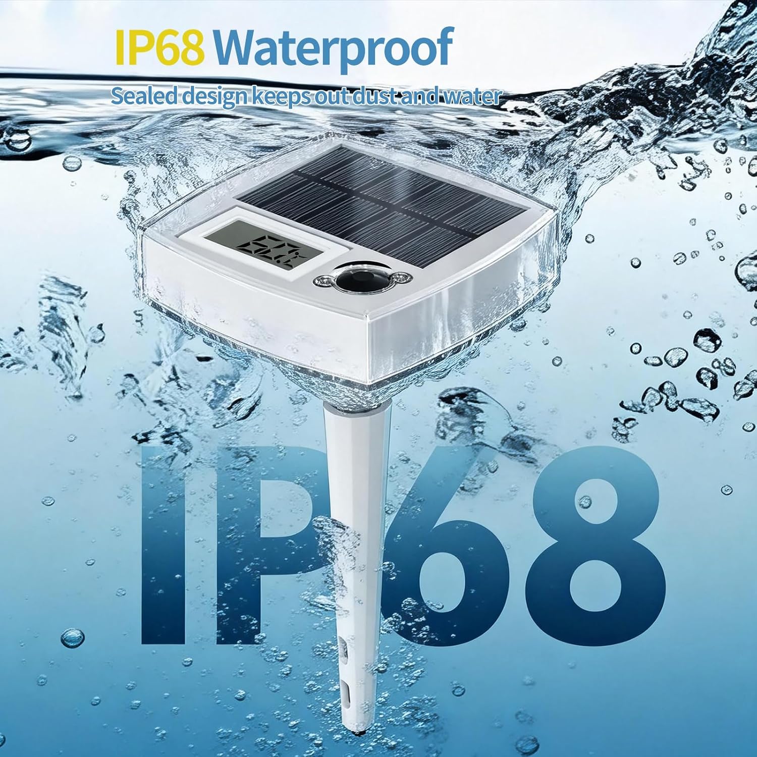 Solar-Poolthermometer digital schwimmend LCD RGB LED IP68 fuer Pool Spa