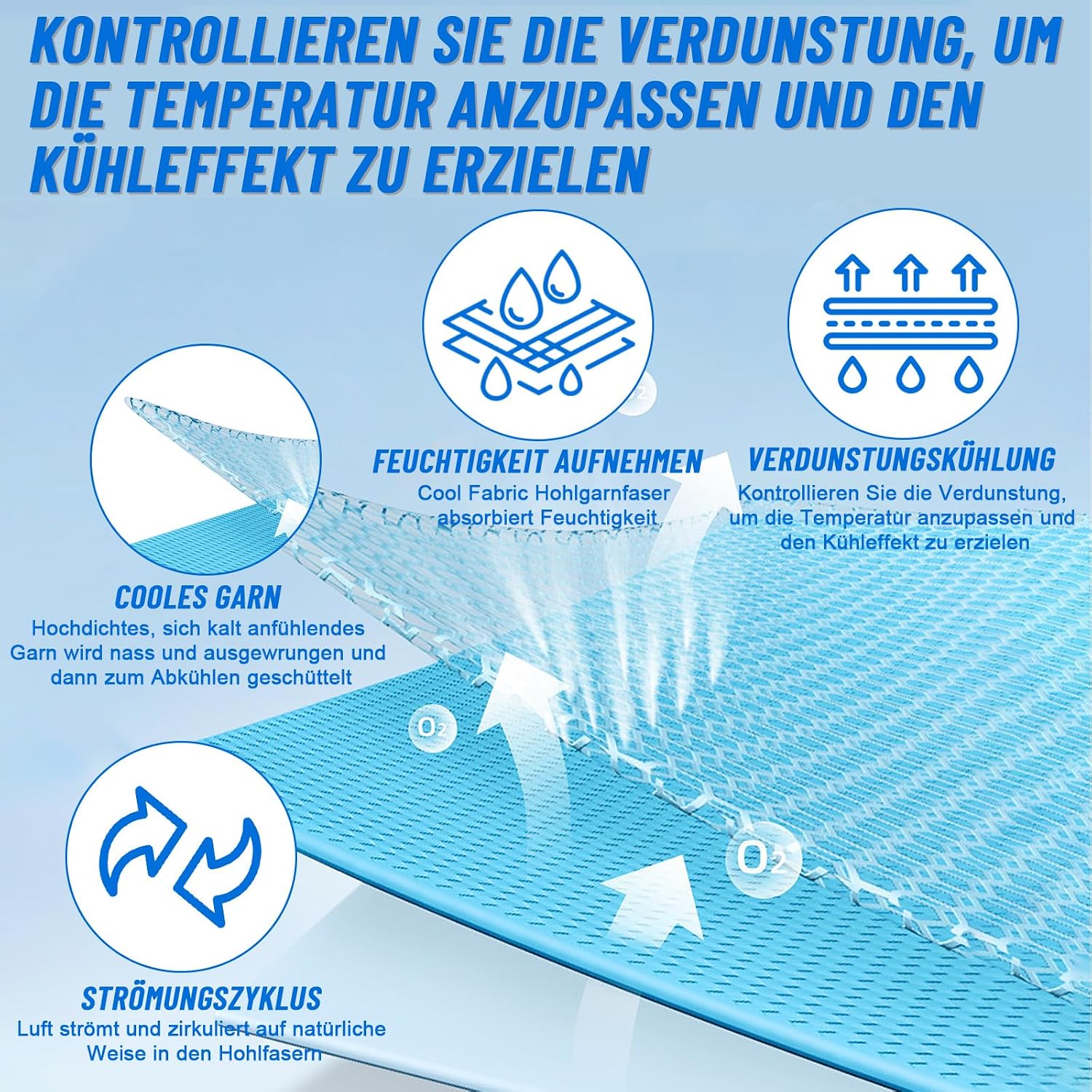 NACHLYNN Kuehlendes Mikrofaser Handtuch 100 x 30 cm fuer Fitness, Sport, Reise, Yo