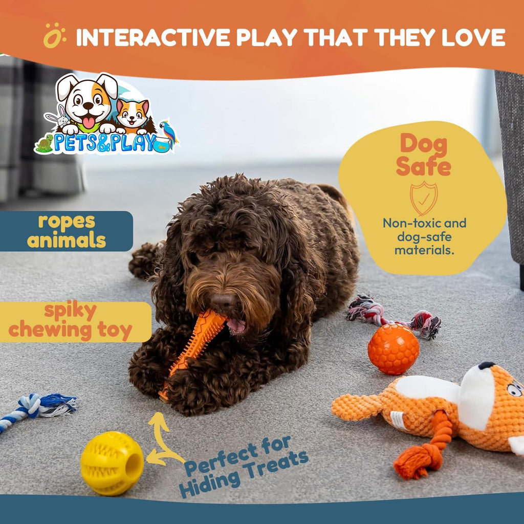 Pets & Play Welpen Starter Set 17 Teile fuer Pflege Spiel und Reise