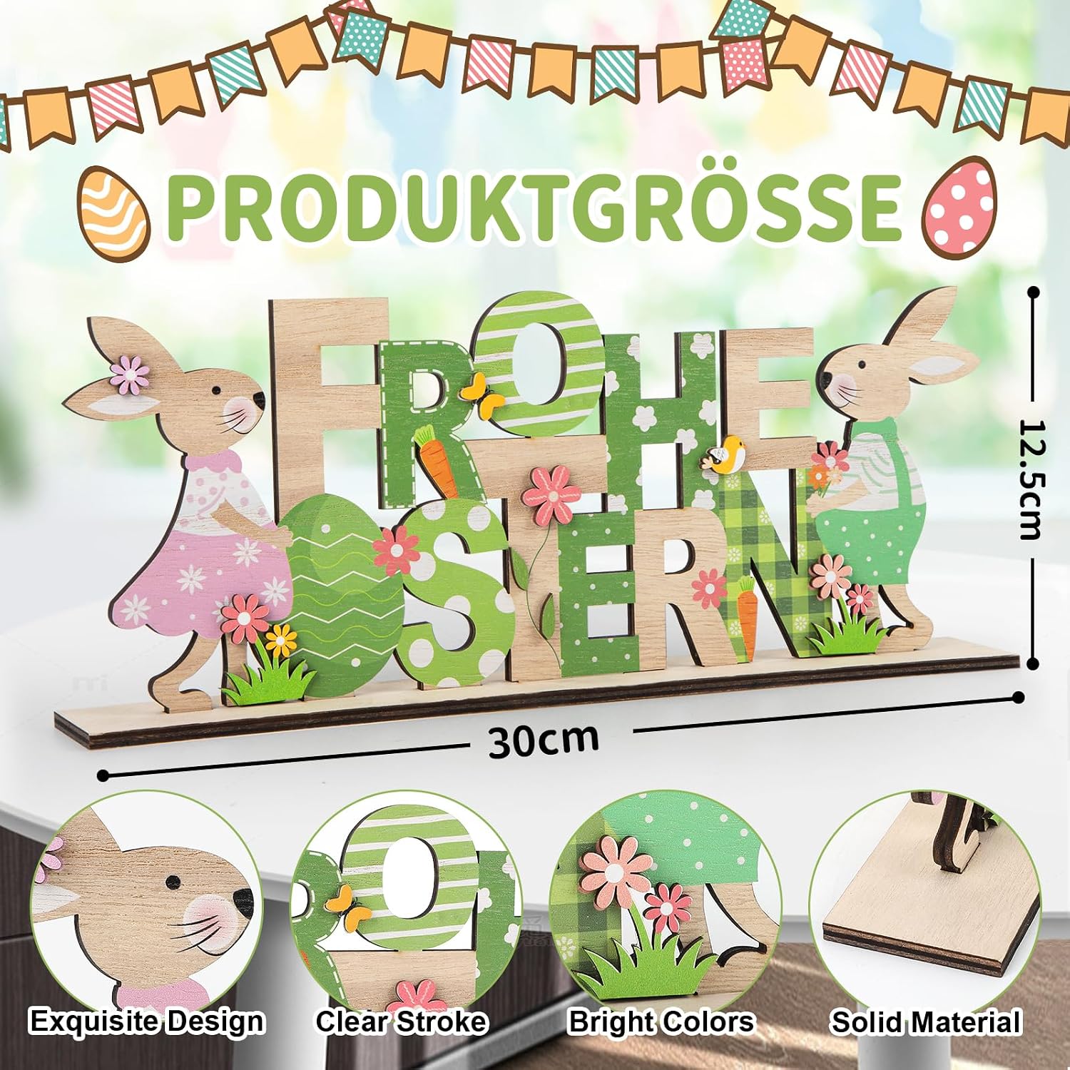 Holz Osterhase Deko Aufsteller 2er Set Osterdeko Hase Figur