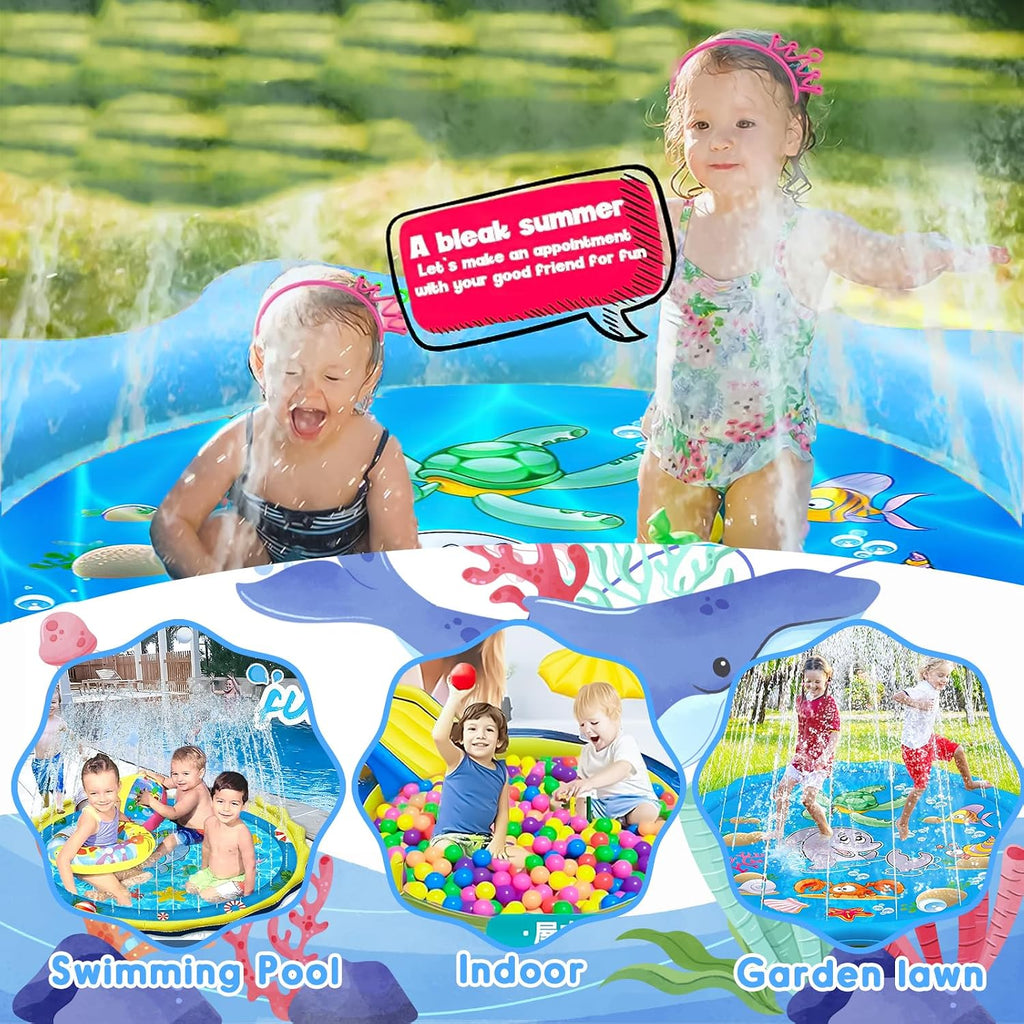 Purpledi 170 cm Splash Pad Sprinkler Wasserspielmatte Kinder Anti-Rutsch