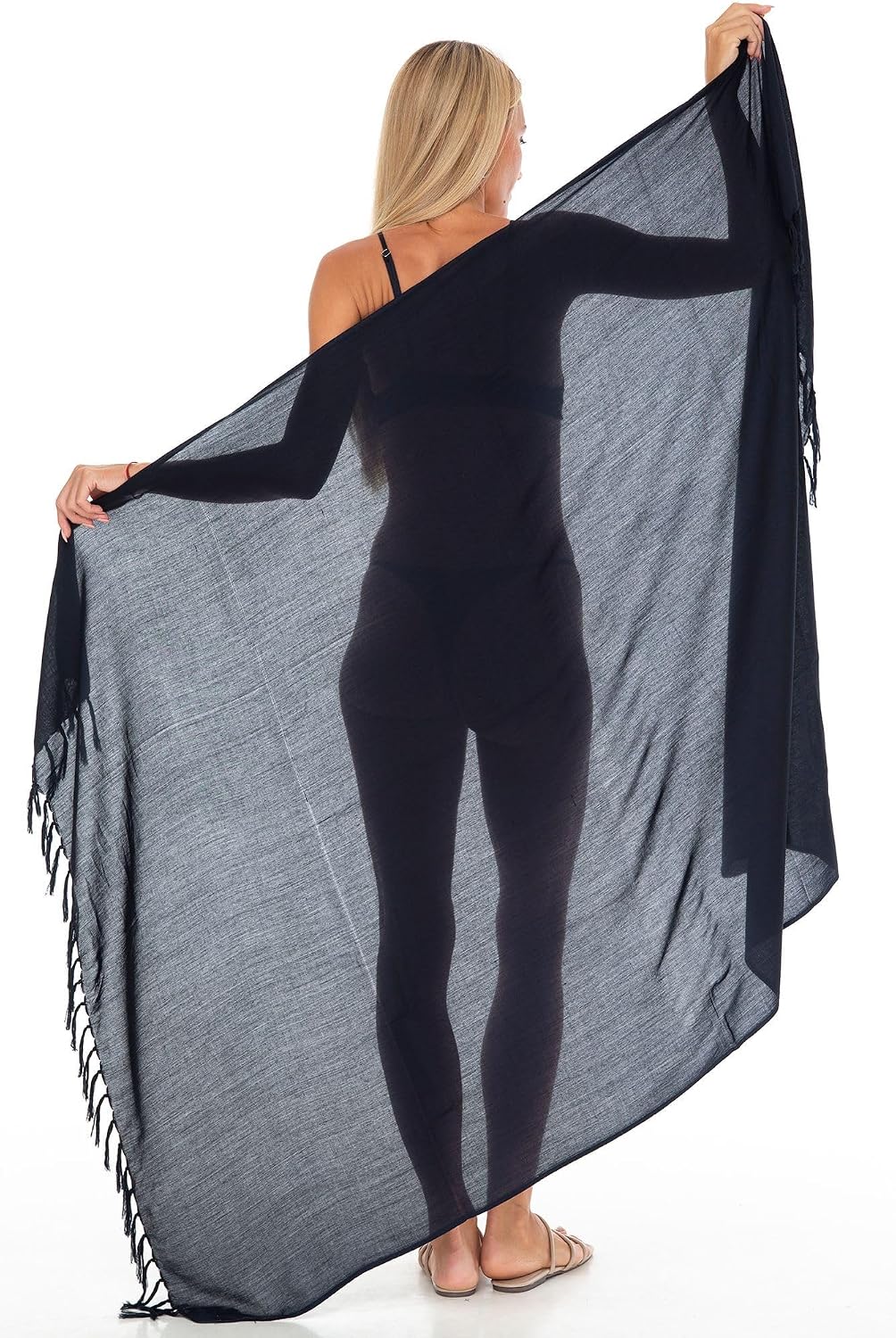 SHU-SHI Sarong Damen Pareo Wickeltuch Strandtuch mit Kokos-Clip leicht