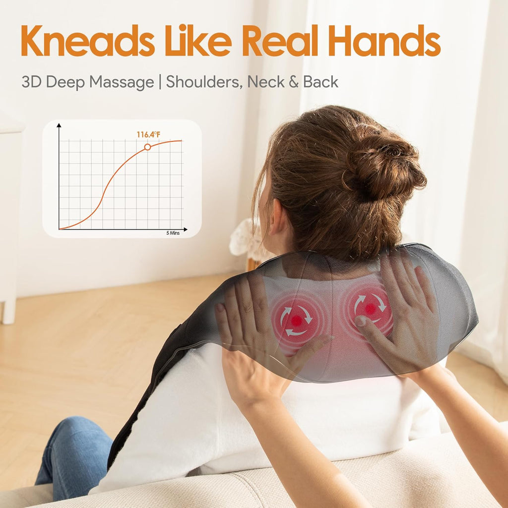 Brelley Shiatsu Nackenmassagegeraet 3D mit Waerme fuer Nacken Ruecken Beine