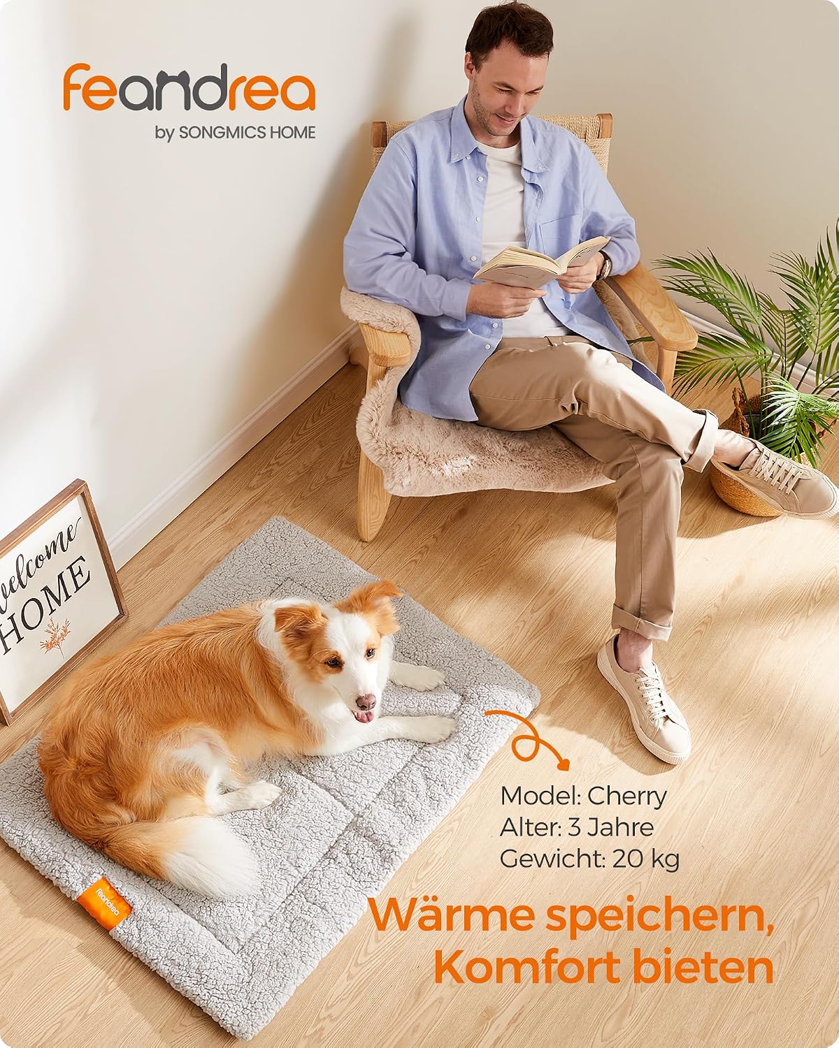 Feandrea Hundedecke 60x45 cm S rutschfest maschinenwaschbar hellgrau 45cm-75cm
