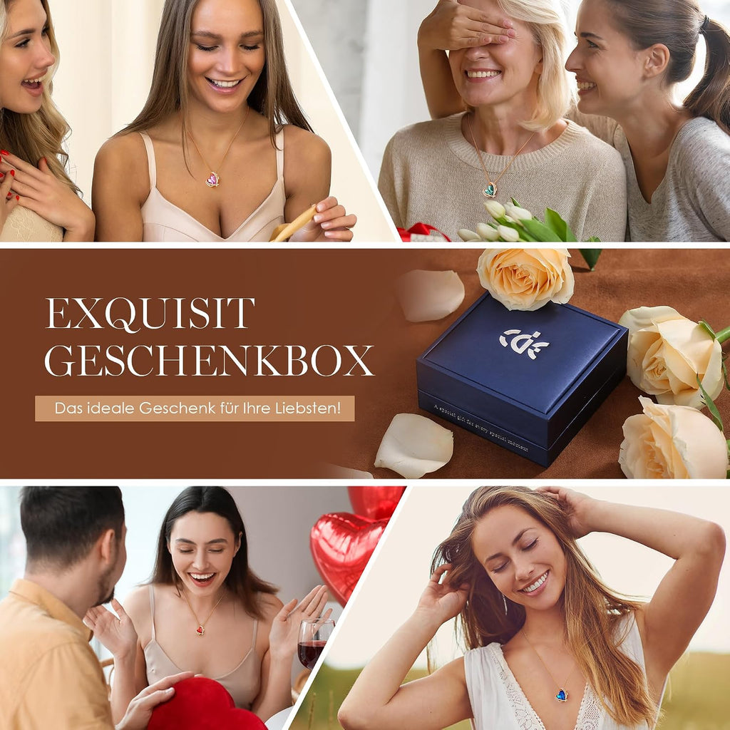 CDE Damen Halskette Roségold Herz Anhaenger Schmuck Geschenk