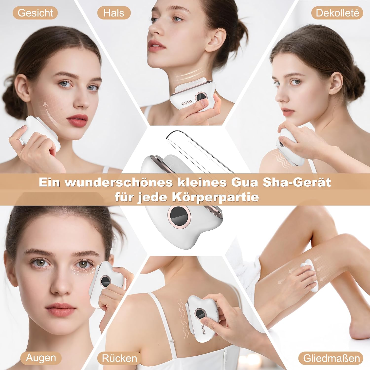 Jade Gua Sha Gesichtsmassagegeraet mit Waerme und LED fuer Gesicht und Hals