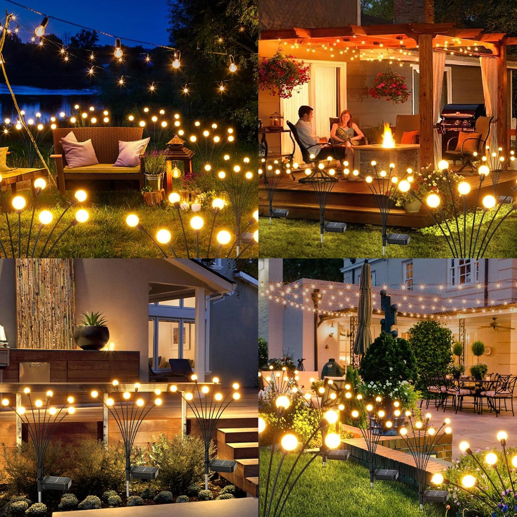 GEARLITE Firefly Solarlampen 4er Set, 32 LED Warmweiss, IP65 Gartenbeleuchtung