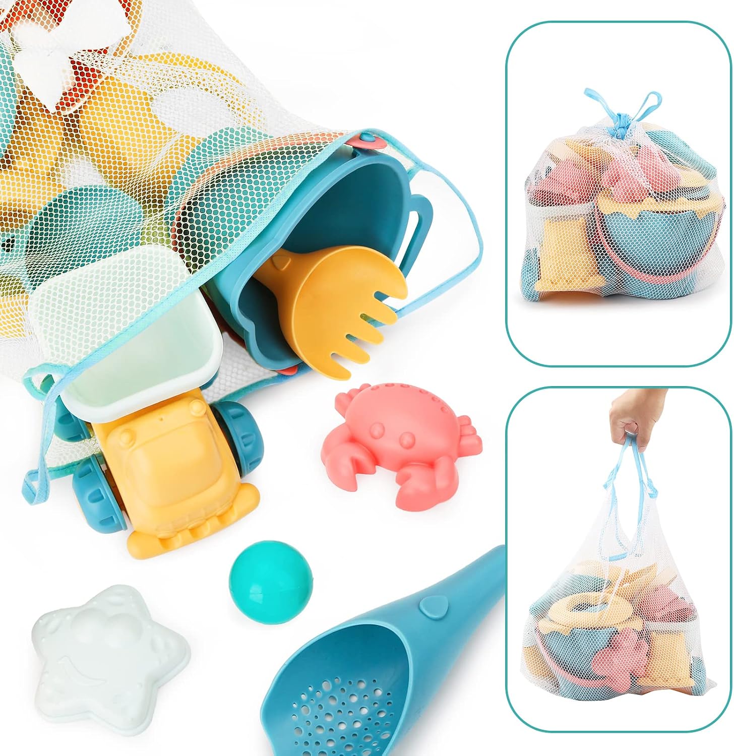 Sandspielzeug Set 17-teilig Kinder Strandfoermchen Schaufel Eimer Rechen