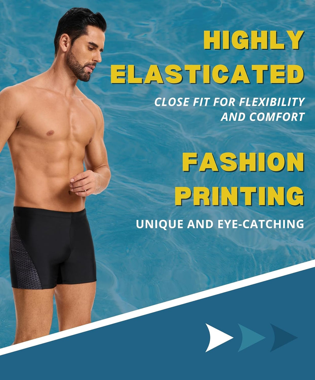 AMZSPORT Herren Badeshorts kurz Eng anliegend Schwimmhose S-XXL