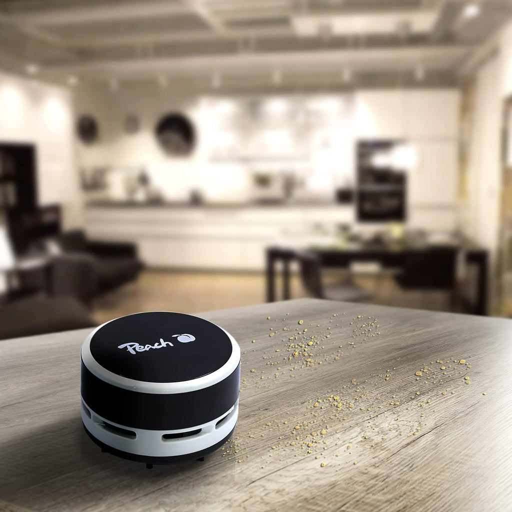 Peach PA105 Mini Staubsauger schwarz batteriebetrieben 2x AA hohe Saugkraft