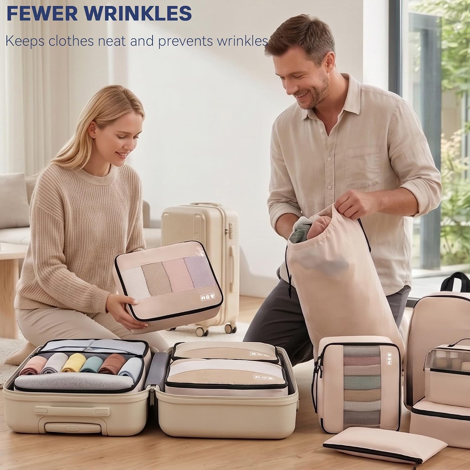MURISE Packwuerfel 8er Set Koffer Organizer Reise Packtaschen Schwarz