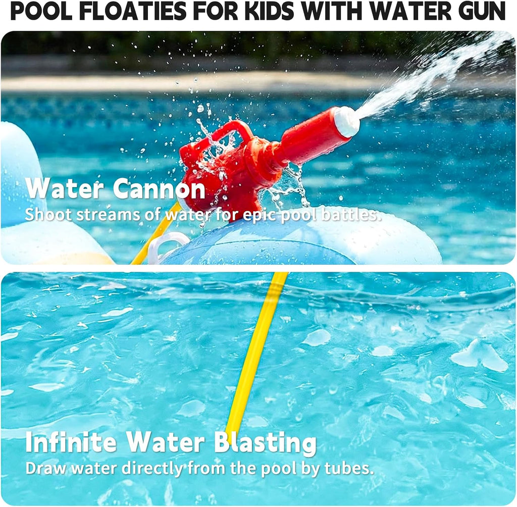 Wingyz Haifisch Luftmatratze Kinder mit Wasserpistole Schwimmtier Pool Boot Gart