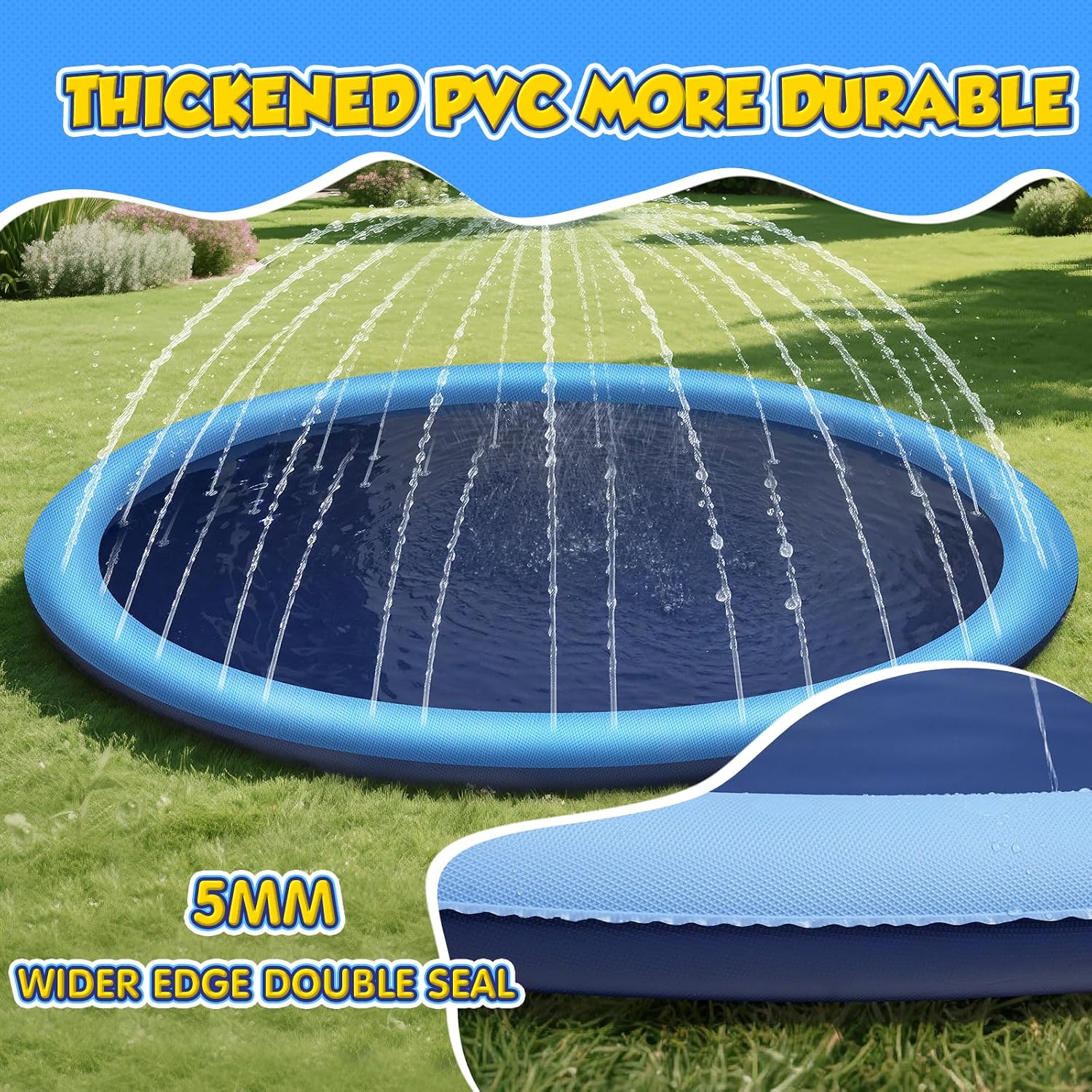 Wassersprinkler Splash Pad 200 cm rund mit Antirutsch Kinder Gartenspielzeug