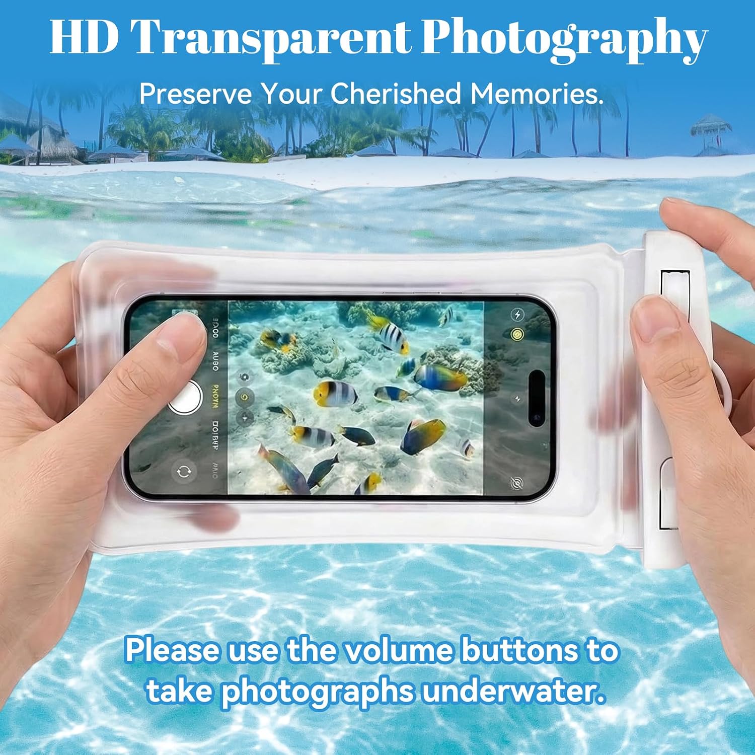 Wasserdichte Handyhuelle IPX8 transparent 4er Set Bauchtasche mit Gurt weiss