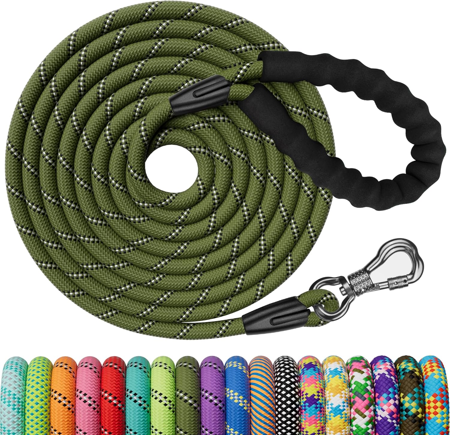 X XBEN Trainingsleine 1,5m-30m mit gepolstertem Griff und Karabiner