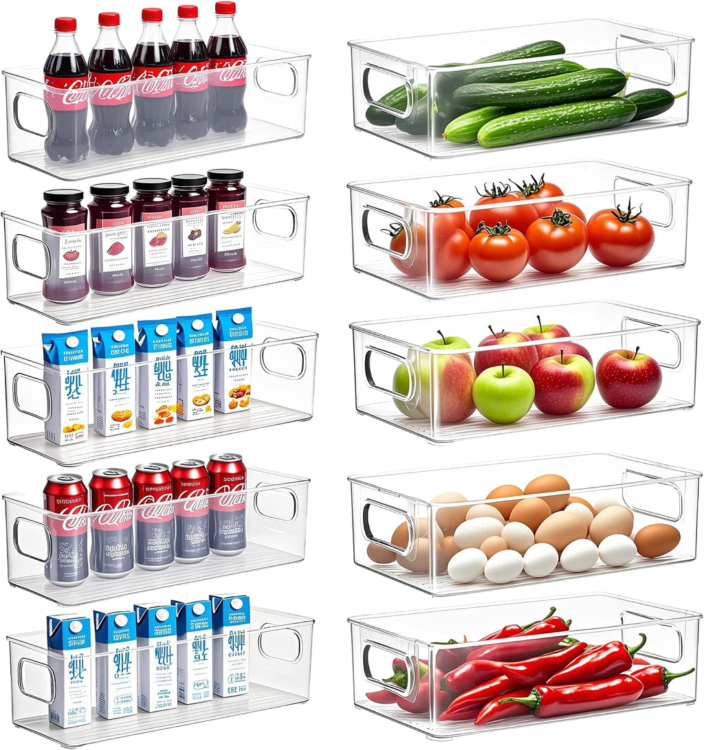 Kuehlschrank Organizer Set 10tlg 2 Groessen BPA-frei fuer Kueche Schublade Schreibtis